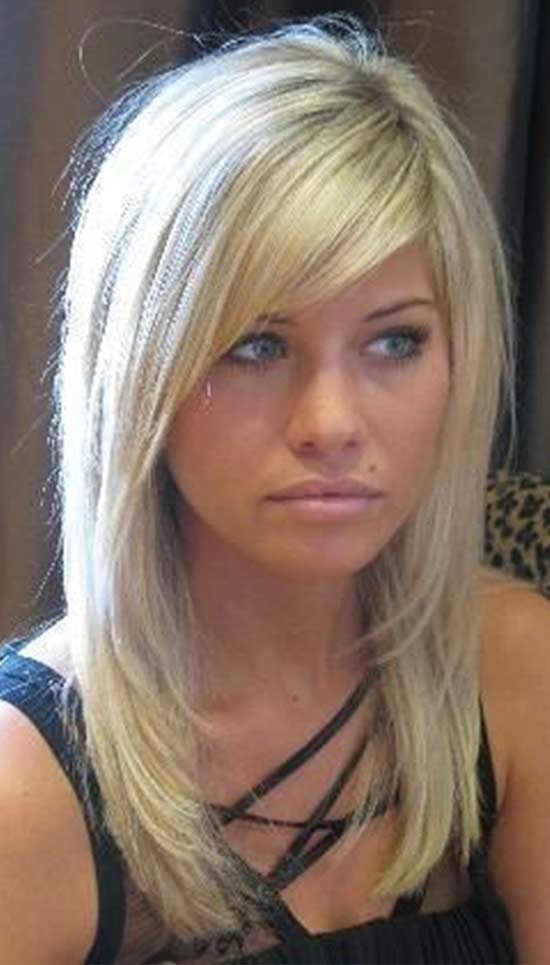 54 Medium length layered haircuts with bangs for fine hair for Oval Face