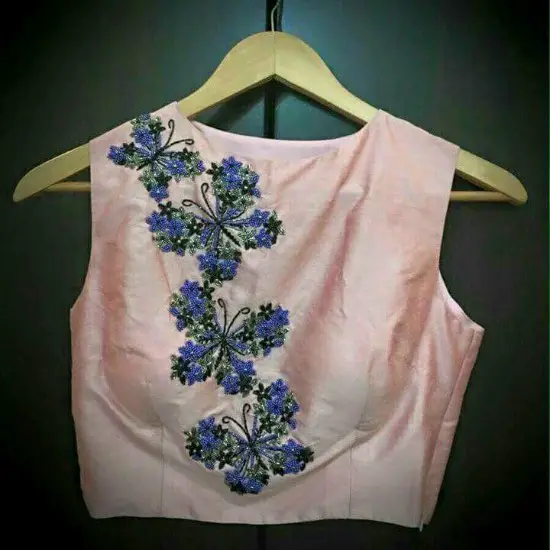 22 Graceful Pics Of Simple Thread Work Blouse Saree Designs