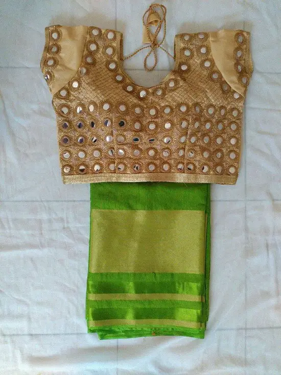 mirror work blouse for silk saree