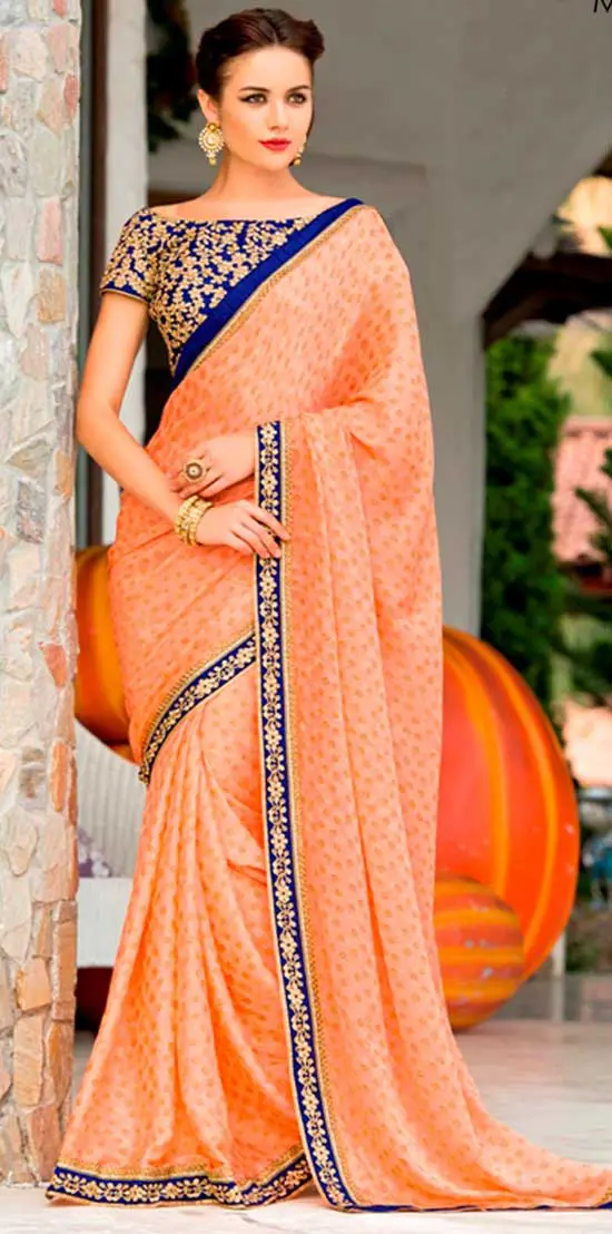 half shoulder saree blouse designs