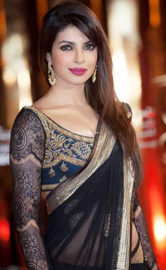 Priyanka Chopra Black Saree