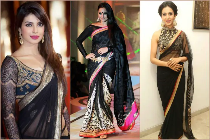 blouse color for black saree