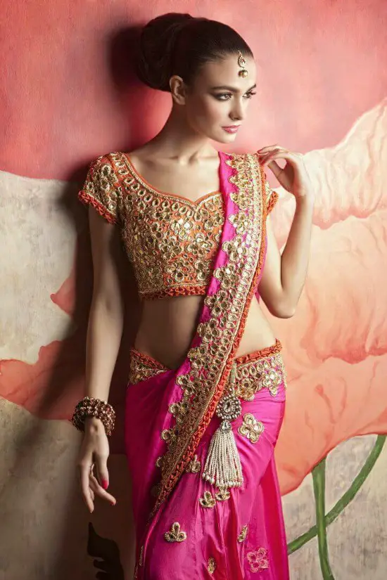 mirror blouse with saree