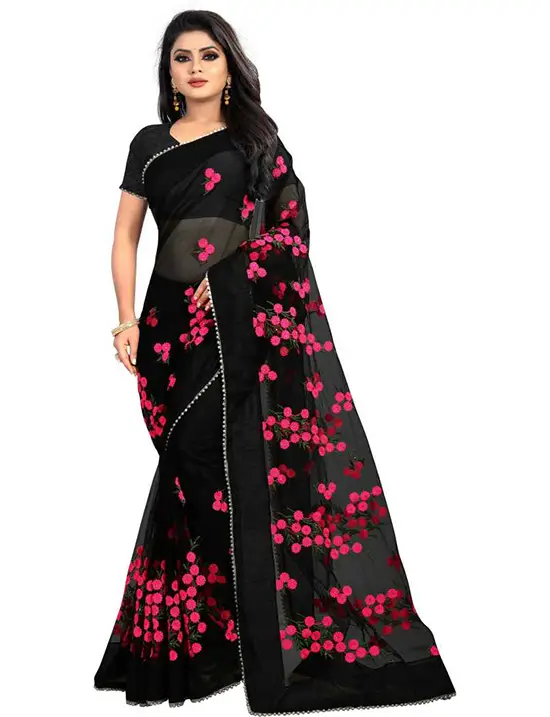black colour net sarees