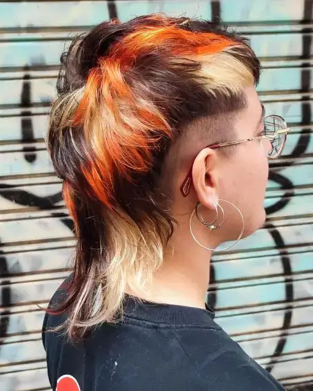 Short Wolf Cut Calico Hair Color Idea