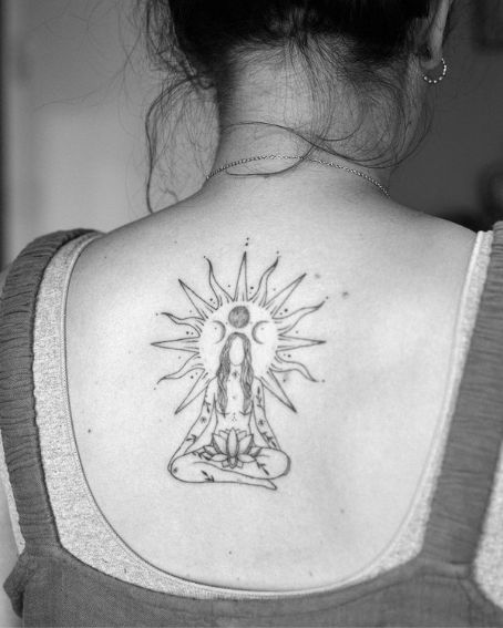 Mystical Feminine With A Powerful Sun Tattoo