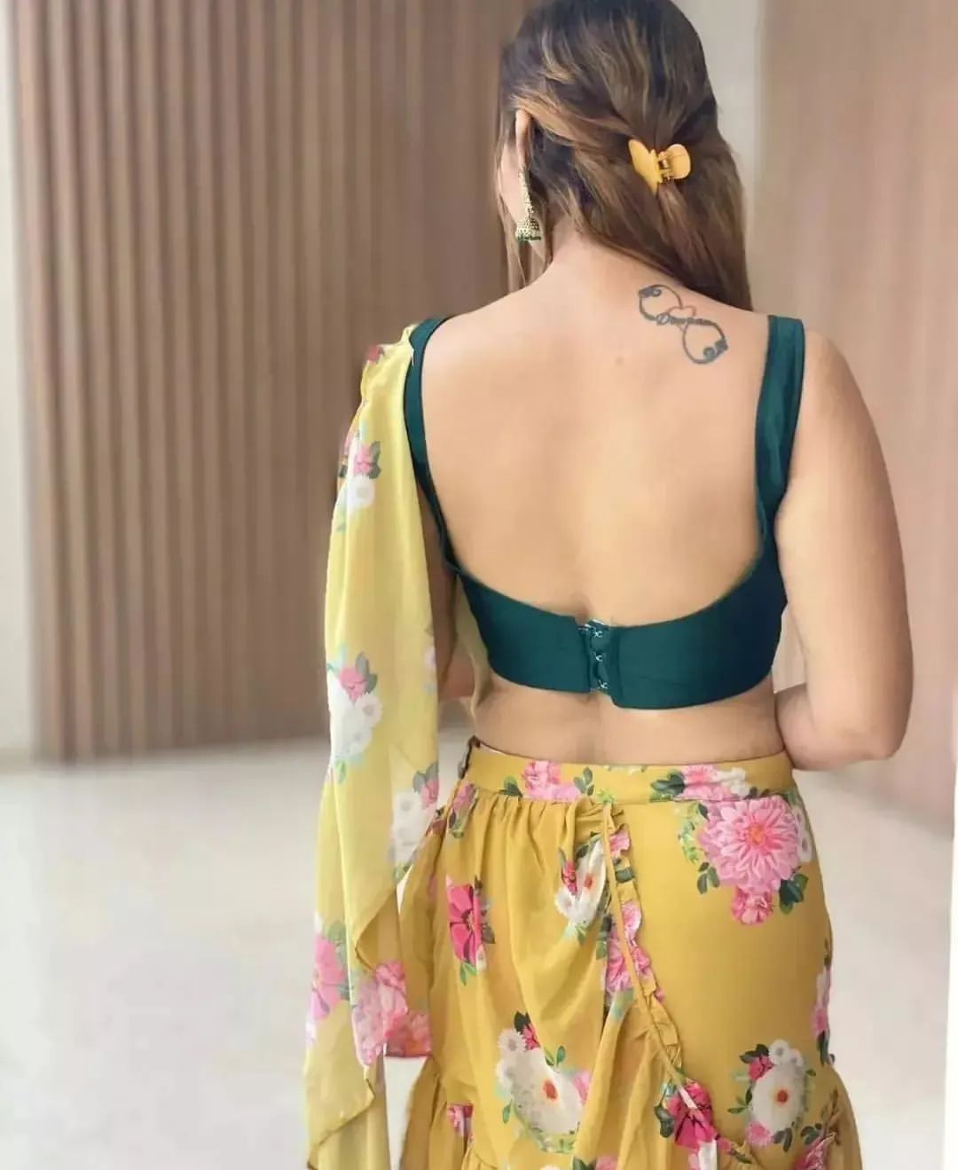 Back Open Halter Backless Blouse Design