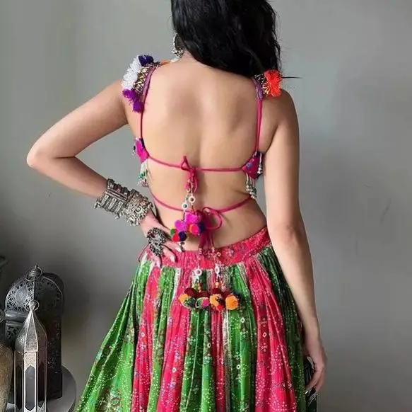 Complete Stone Strips Backless Blouse Design