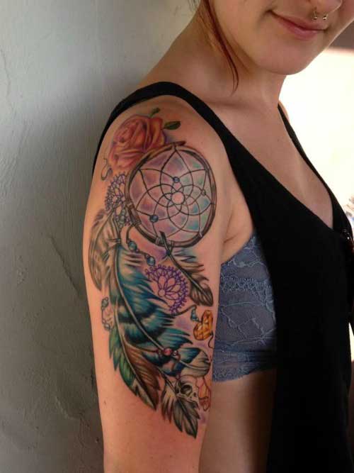 Dream catcher with bold flowers