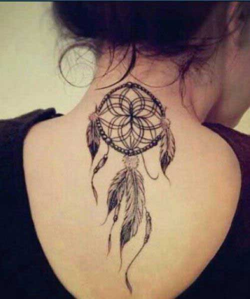 Dream catcher with three feather on the back