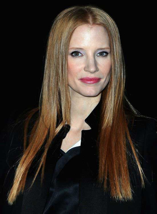 Jessica Chastain Long Straight Hairstyle