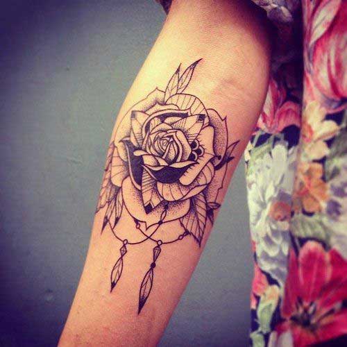 Rose shaped dream cathcher on the hand