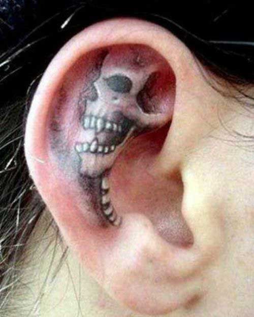 Skull Tattoo on the ear