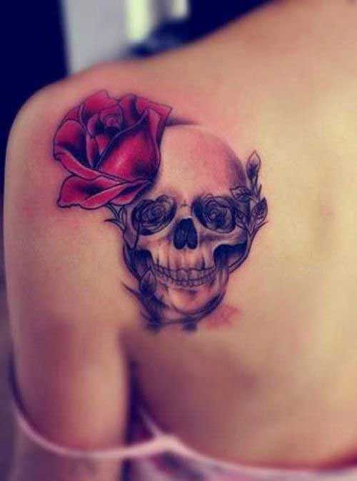 Skull and Red Rose