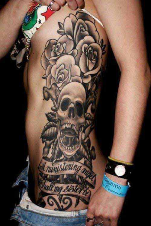 Skull tattoo with quotes