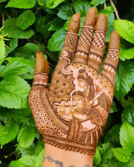 Radha Krishna Theme Marwari Mehandi Design