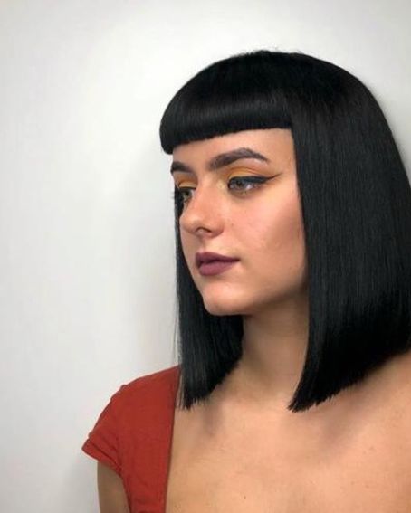 Long Blunt Bob With Bangs