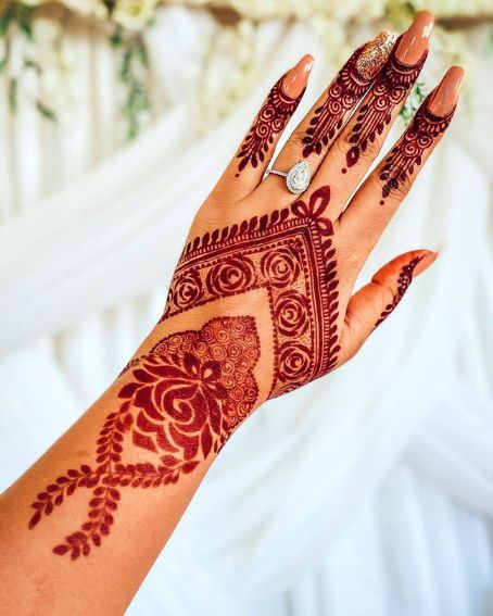 Back-hand Geometric Mehndi Design