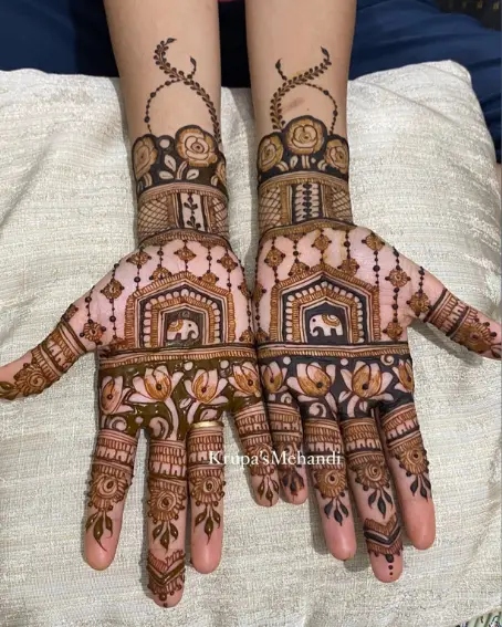 Auspicious Elephant Mehandi Bridal Design