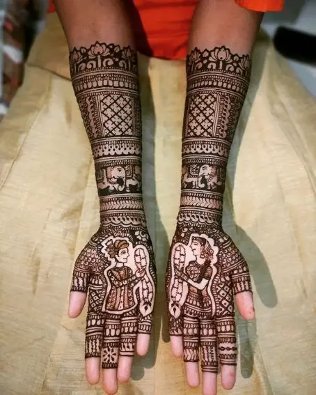 Bride And Groom Marwari Mehandi Design
