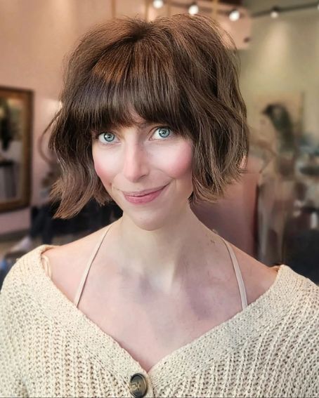 French Tousled Bob Cut With Bangs