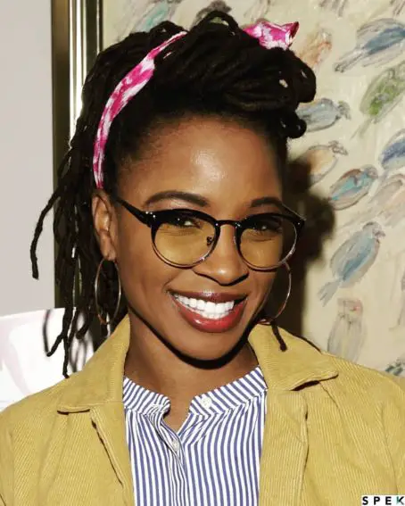 Half Updo Dreadlocks with Floral Band and Glasses