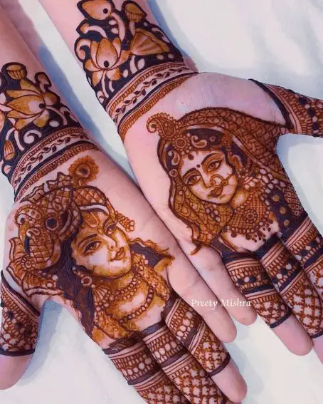 Radha Krishna Portrait Dulhan Mehndi