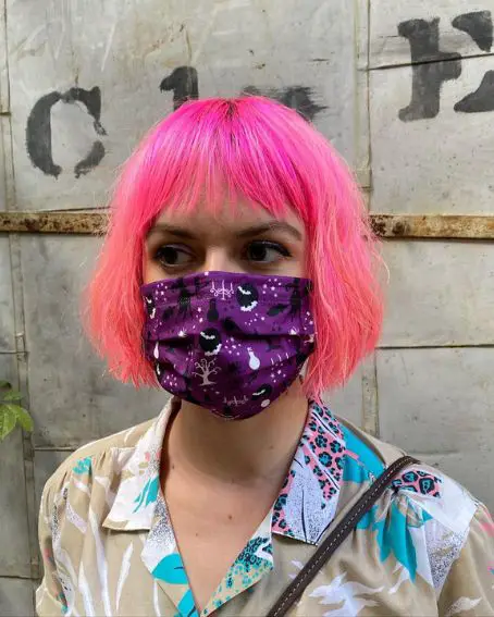 Pink French Bob with Bangs