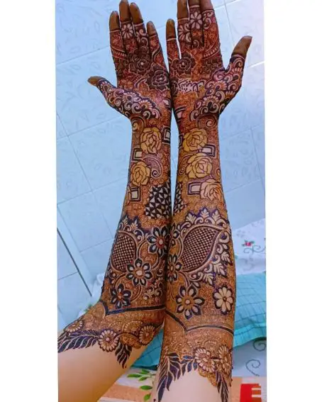 Full Arm Traditional Mehndi Design