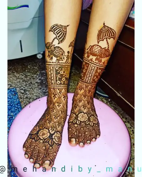 Floral With Elephant Dulhan Mehndi