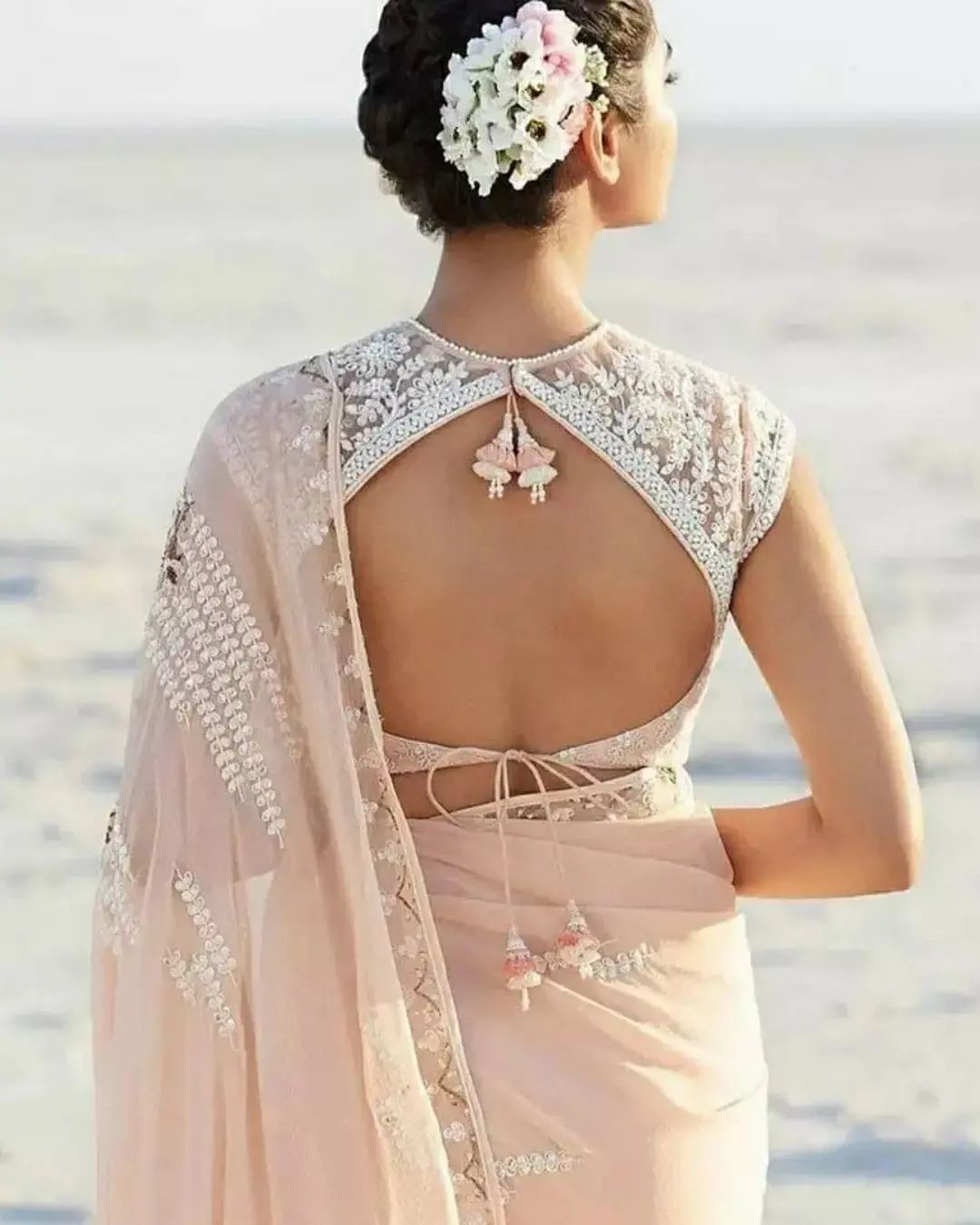 Backless Net Blouse Design