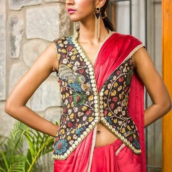 Jacket Blouse Design for Lehenga Saree