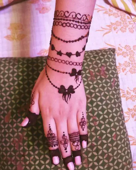 Multi Layered Floral Bracelet Style Mehndi Design