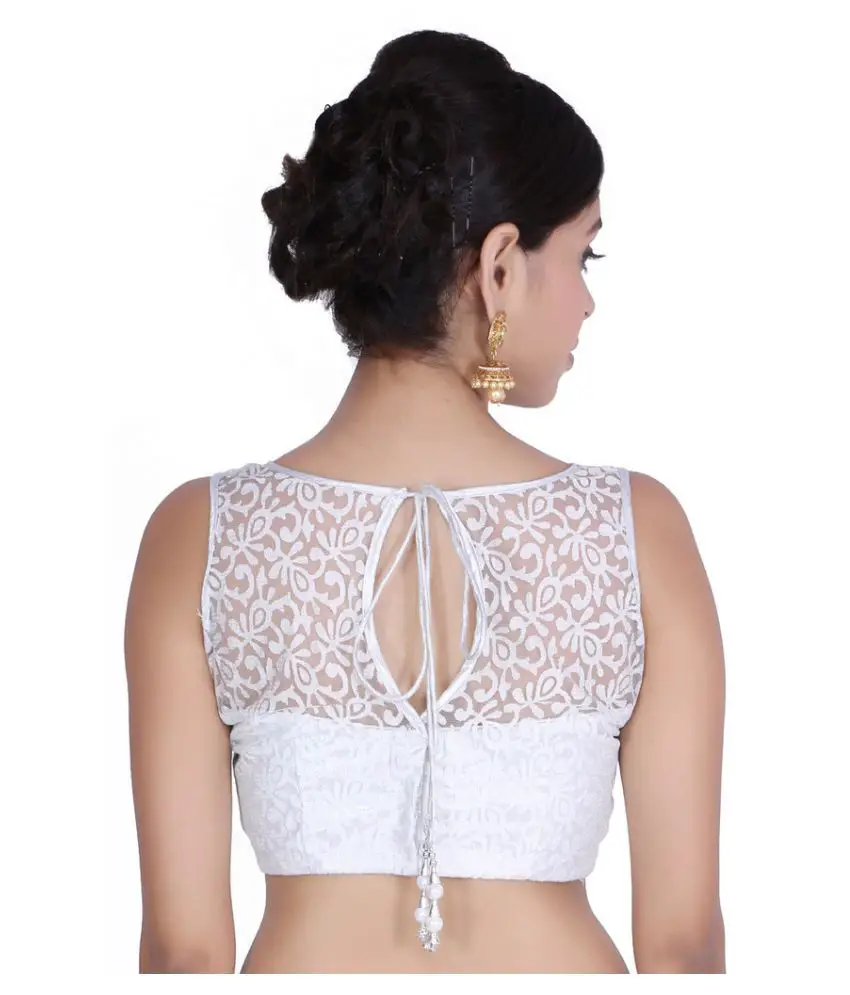 White Net Back Blouse Design