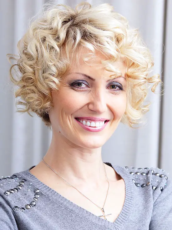 short blonde curly hairstyle