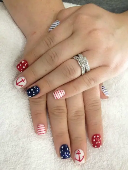 American Flag Anchor Nail Design