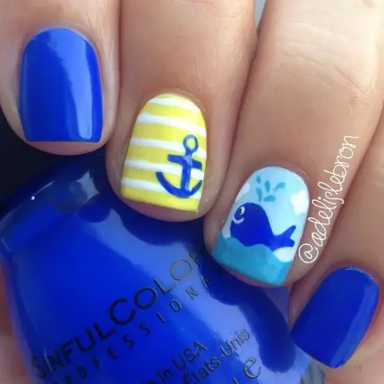 Beach Themed Anchor Nail Art Design