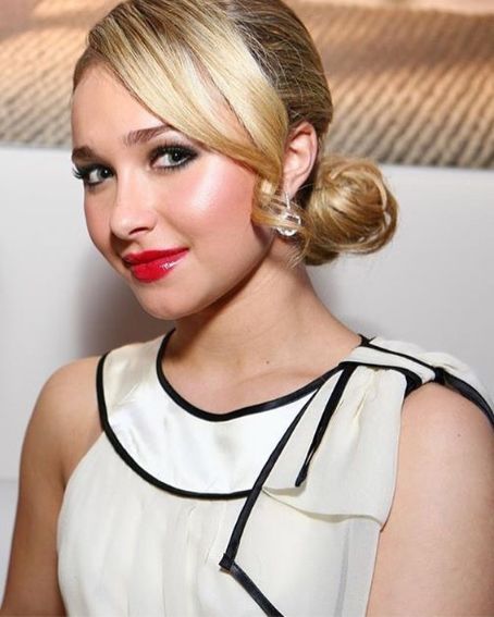 Low Bun With Side Swept Bangs
