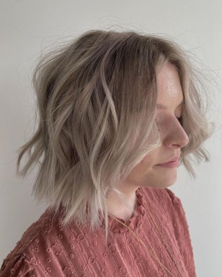 Ice Blonde Texture With Messy Bob Hairstyle