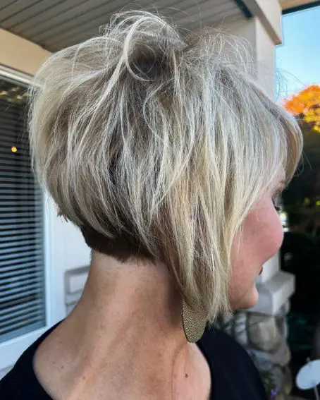 Blonde Balayage Inverted Bob Undercut Hairstyle