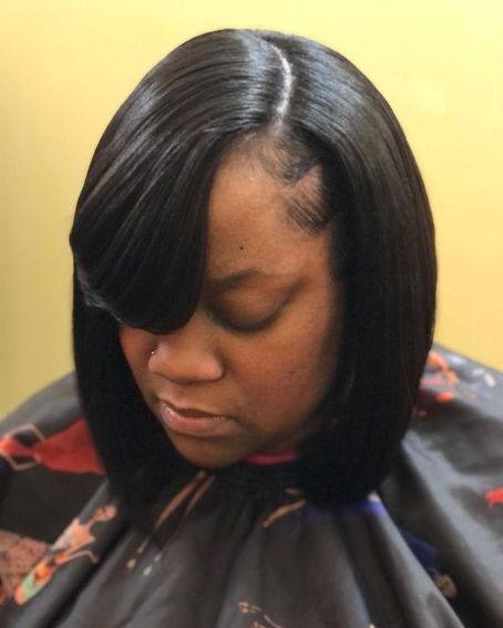 Layered Bob With Side Swept Bang