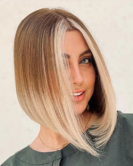 Straight Ombre With A Rounded Blunt Bob