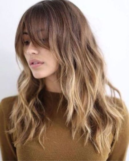 Balayage Layer Haircut With Length Bangs