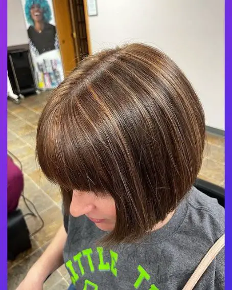 Blunt Inverted Bob With Caramel Highlight Hairstyle