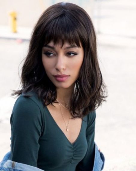 Textured Wavy Long Bob with Choppy Fringes