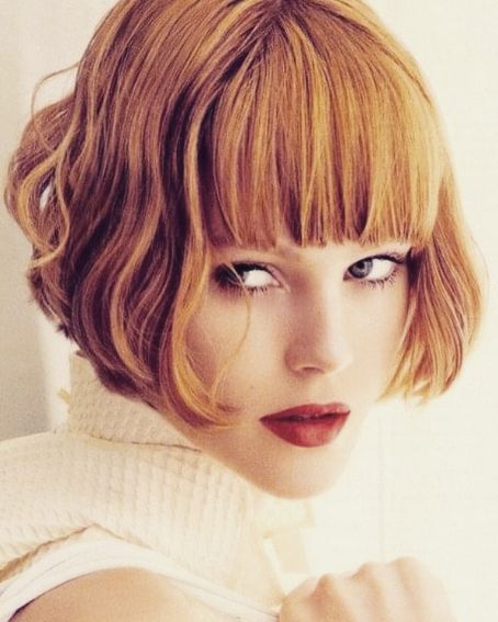 Medium Blonde Bob With Straight Fringes