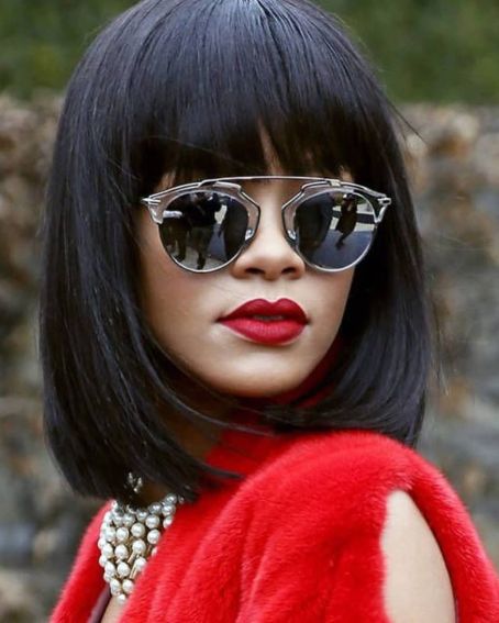 Rihanna Black Hairstyles With Bangs