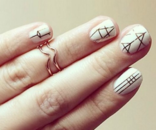 Black Geometric Nail Design