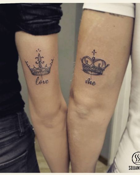 King And Queen Crowns In Couple Tattoo