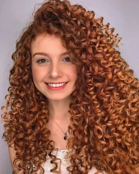 Copper Long Curl Hairstyle